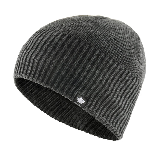 Men's Winter Warm Knitted Beanie Hat With Maple Leaf Logo Double Layer Thick Skullies Cap Velvet Lined Bonnet For Cold Weather