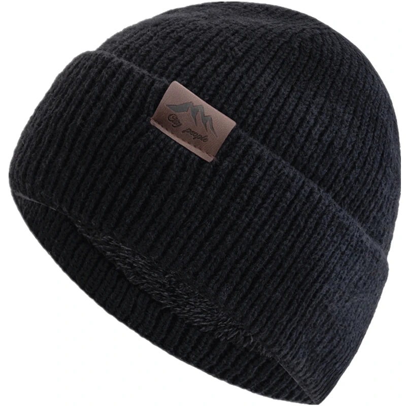 Hot Sale CITY Leather Label Winter Hat Plush Fur Lining Keep Warm Cap Stylish Soft Beanie Hat For Men Women Outdoor Knitted Hat