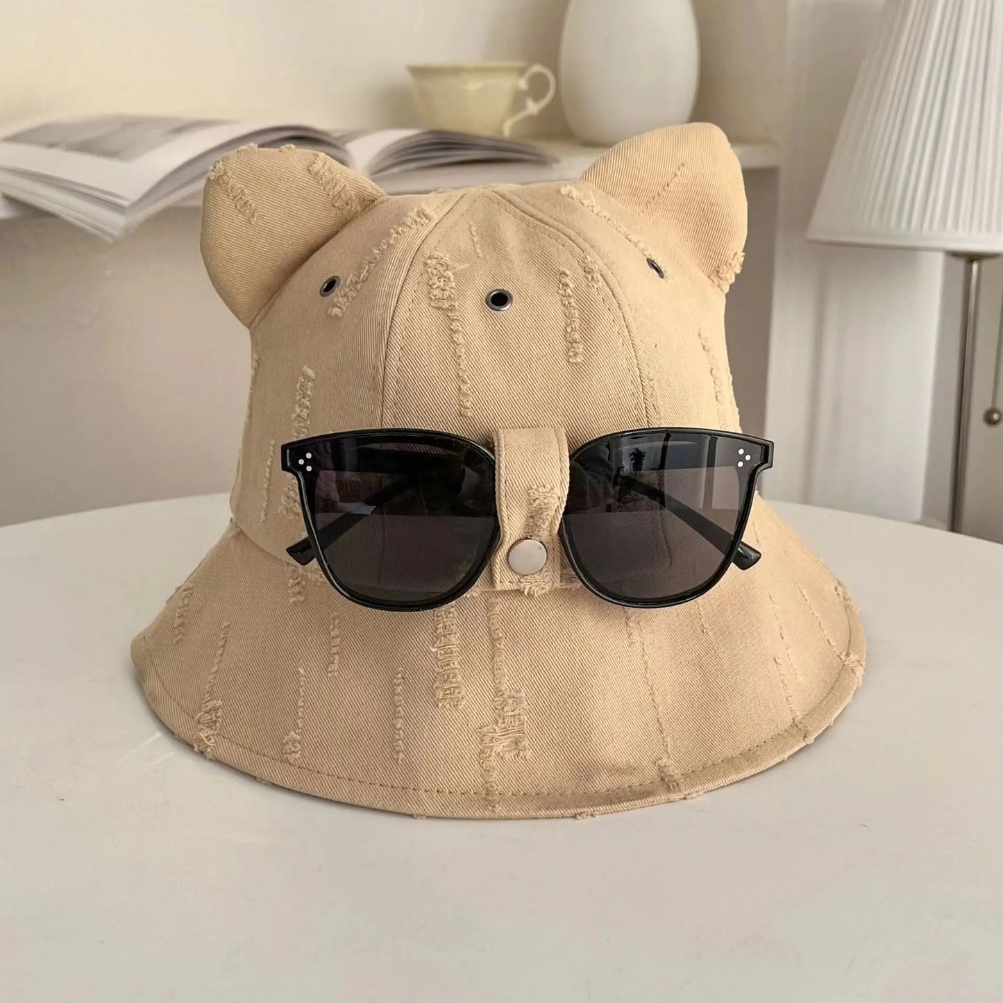 Cute Cartoon Bucket Hat With Glasses Women Spring And Summer Fashion Bob Chapeau Outdoor Sunscreen Sun Fishing Cap Panama