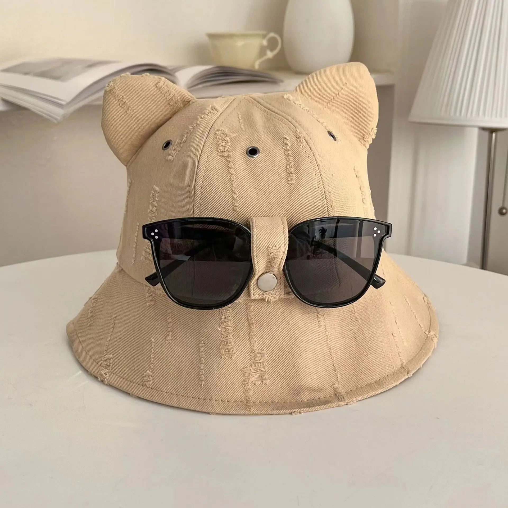 Cute Cartoon Bucket Hat With Glasses Women Spring And Summer Fashion Bob Chapeau Outdoor Sunscreen Sun Fishing Cap Panama