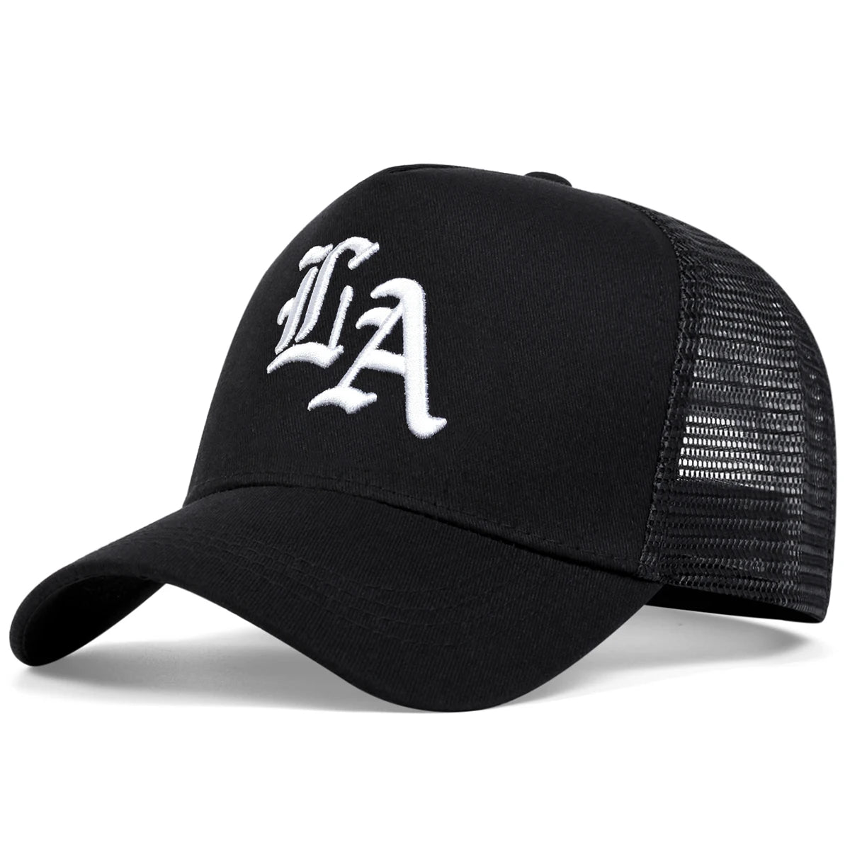 Unisex LA Letter Embroidery Baseball Net Caps Hip Hop Cap Spring Summer Outdoor Adjustable Casual Hats Sunscreen Hat ﻿