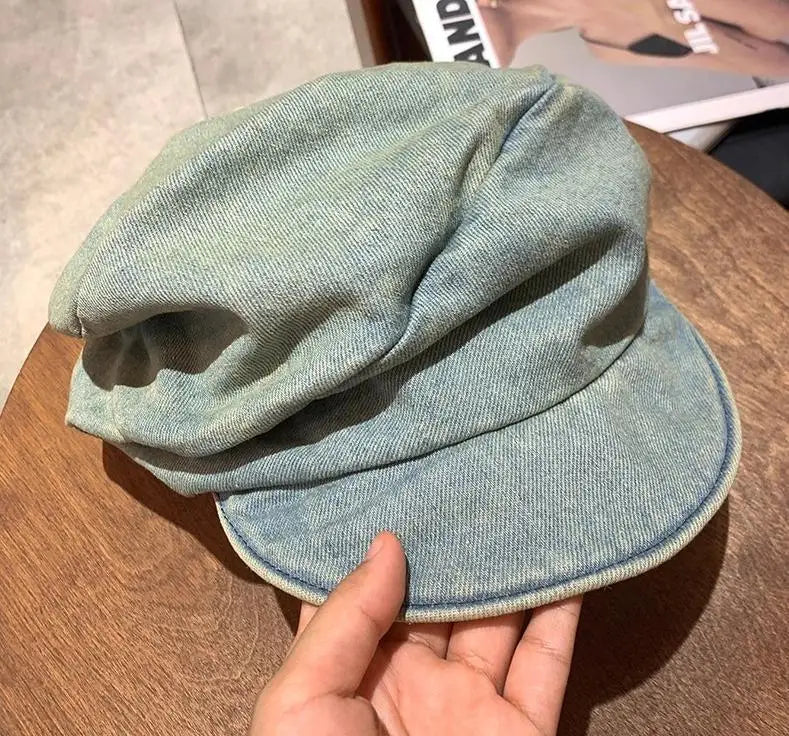 Beret Women Vintage Denim Octagonal Hat Berets Painter Cap Female Autumn Spring Hats For Women New Casual