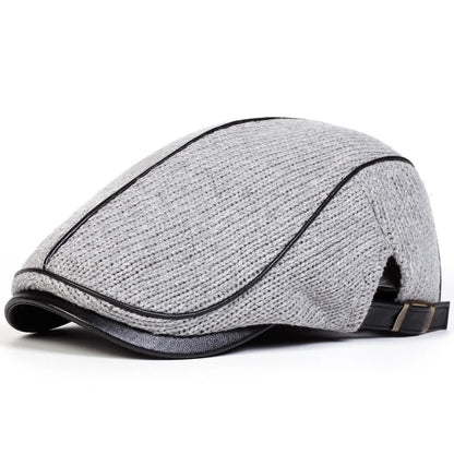 Men Autumn and Winter Warm Knitting Newsboy Caps British Painters Hats Side Buckle Adjustable Flat Cap Hip Hop Berets
