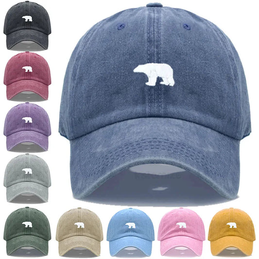 little Bear Embroidery Baseball Cap for Women Men Fashion Adjustable Soft Washed Cotton Dad Hat Unisex Classic Golf Caps