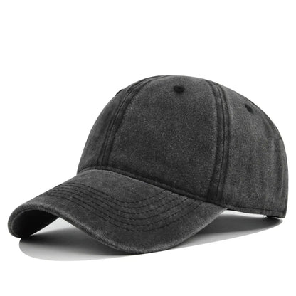 Unisex Retro Washed Cotton Baseball Cap – Solid Color Y2K Hip Hop Snapback Outdoor Sport Hat