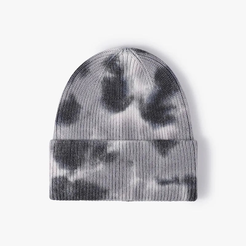 High Quality Fashion Women Men Autumn Winter Warm Beanie Hat Tie Dye Lady Male Knitted Wool Beanies Hat Cap For Women Men
