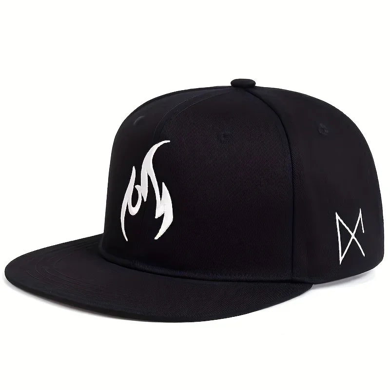 Unisex Flame Embroidery Hip-hop Hats Spring Autumn Adjustable Casual Snapback Baseball Caps Outdoor Sunscreen Hat