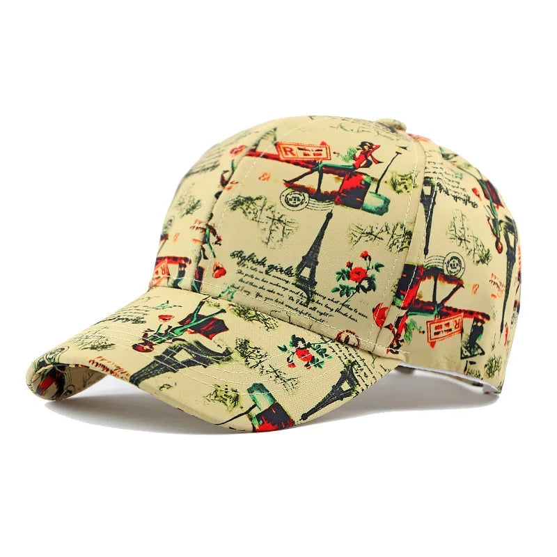Ethnic Wind Hat for Men and Women Outdoor Sunshade Baseball Hat Fashion Imitation Cowboy Print Hard Top Duck Tongue Hat Trend