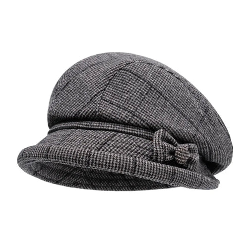 Elegant Women's Beret Hat With Bow - Autumn Winter Short Brim Beanie, Stylish & Warm Casual Headwear For Women Mother'gift New