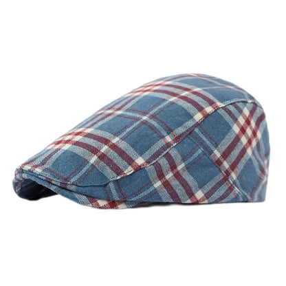 Spring Summer Dopamine Plaid Beret Duck Tongue Forward Hat British Style Visor Summer Hats for Women Men Sun Hats Dad's Hat Gift