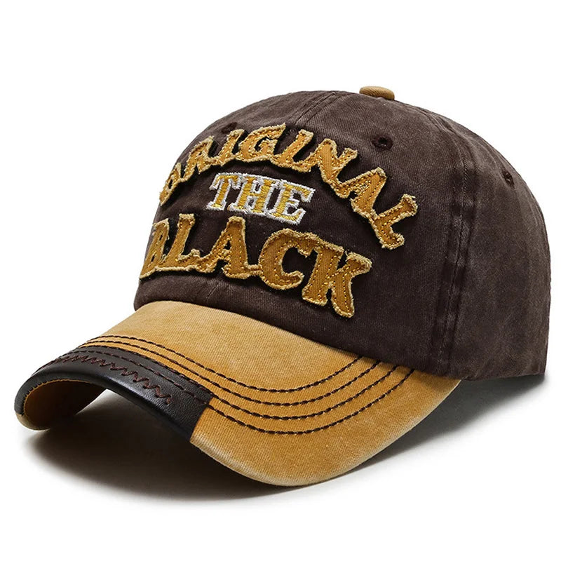 New Cotton Coated Outdoor Sports Wash Baseball Cap Embroidery Patch Black Letter Sunscreen Sunshade Hat Spring And Autumn