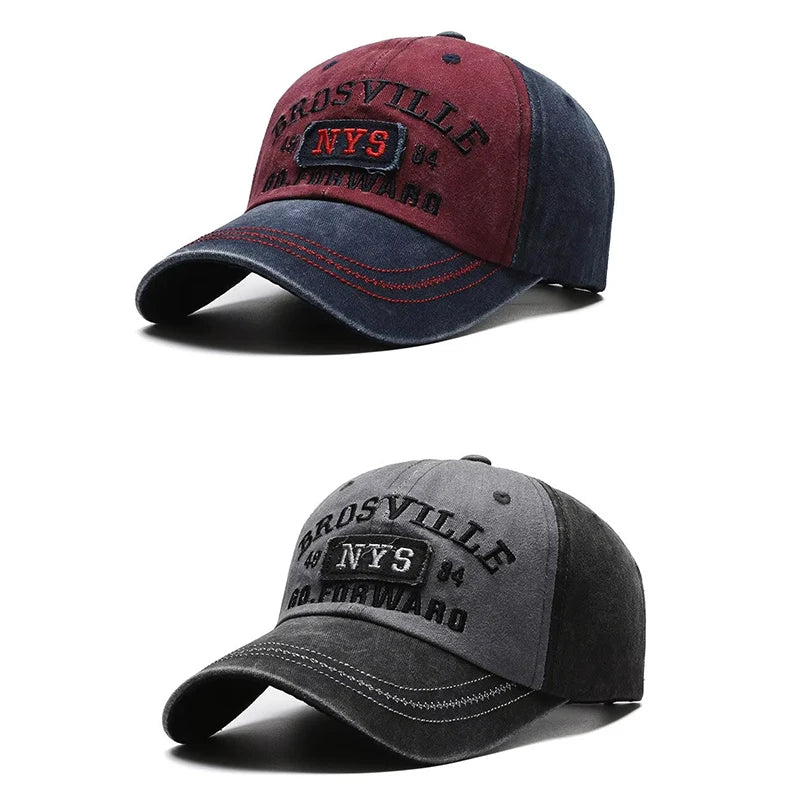 Men’s Washed Embroidered Baseball Cap Curved Brim Casual Adjustable Sun Hat