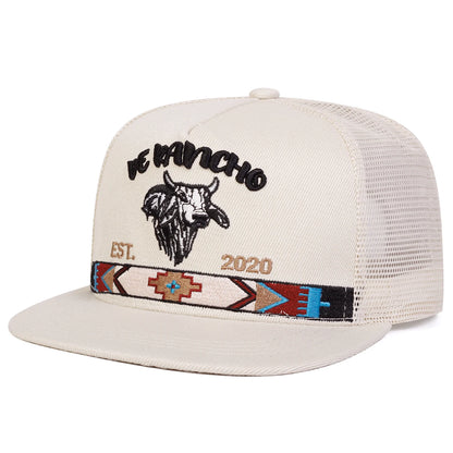 Unisex Bullhead Letter Embroidery Hip-hop Net Hats Spring Summer Outdoor Adjustable Casual Baseball Caps Sunscreen Hat