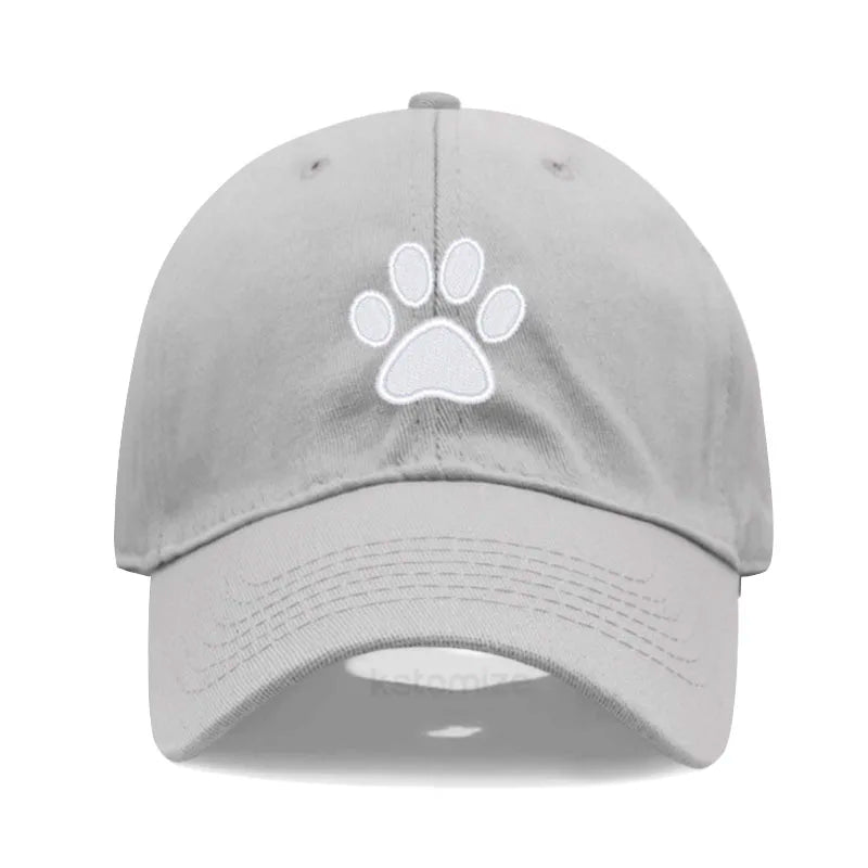 Dog Paw Embroidered Baseball Cap for Women Men Fashion Adjustable Washed Cotton Dad Hat Unisex Classic Golf Caps