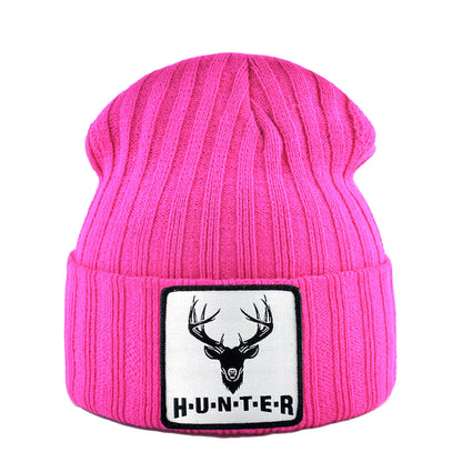 Knitted Skullies Beanie With Animals Patch Men Women Outdoor Casual Sport Hats Autumn Winter Solid Color Hip Hop Beanies