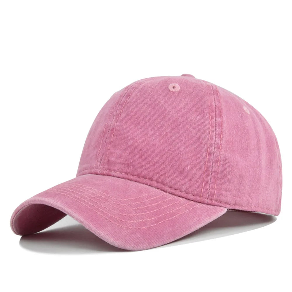 Unisex Retro Washed Cotton Baseball Cap – Solid Color Y2K Hip Hop Snapback Outdoor Sport Hat