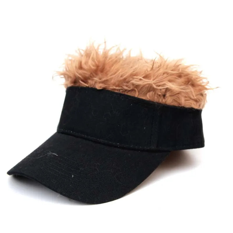 Streetwear Casual Camouflage Visor Hat Men Women Adjustable Sun Sunshade Hip Hop Baseball Cap With Spiked Hairs Wigs Casquatte