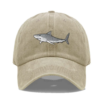 Animal Shark Embroidered Baseball Cap for Women Men Fashion Adjustable Washed Cotton Dad Hat Unisex Classic Golf Caps