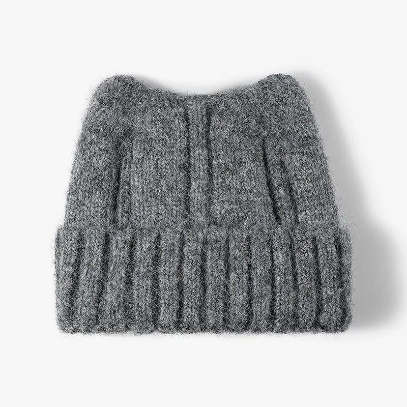 New Cool Autumn Winter Women Thick Wool Cute Beanie Hat Cat Ear High Quality Outdoor Warm Knitted Beanie Cap Hat For Women