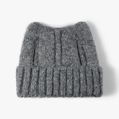 New Cool Autumn Winter Women Thick Wool Cute Beanie Hat Cat Ear High Quality Outdoor Warm Knitted Beanie Cap Hat For Women