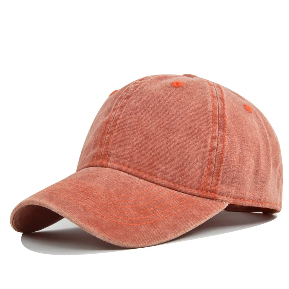 Unisex Retro Washed Cotton Baseball Cap – Solid Color Y2K Hip Hop Snapback Outdoor Sport Hat
