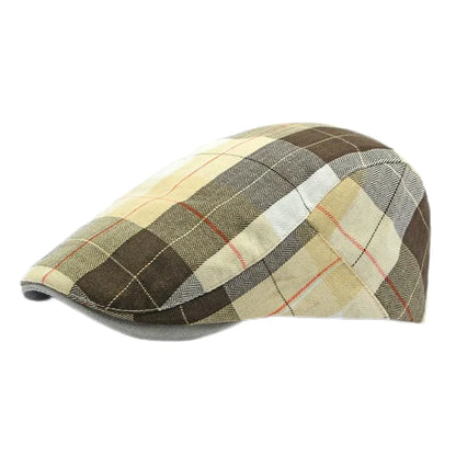 Spring Summer Dopamine Plaid Beret Duck Tongue Forward Hat British Style Visor Summer Hats for Women Men Sun Hats Dad's Hat Gift