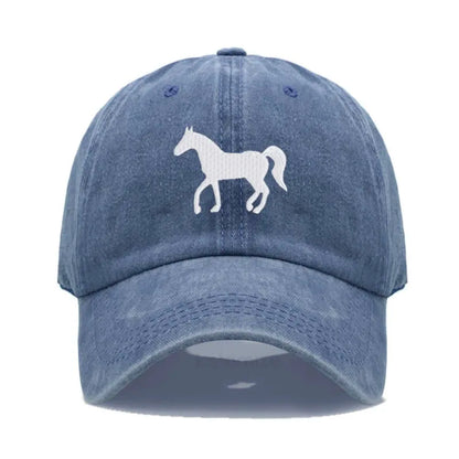 Horse Embroidered Baseball Cap for Women Men Fashion Adjustable Washed Cotton Dad Hat Unisex Classic Golf Caps