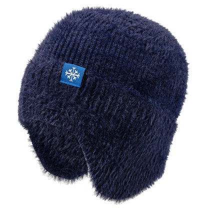 New Women Candy Colors Earflap Winter Hat Fashion Faux Fur Knitted Hat Kpop Style Soft Beanie Hats Female Streetwear Cap