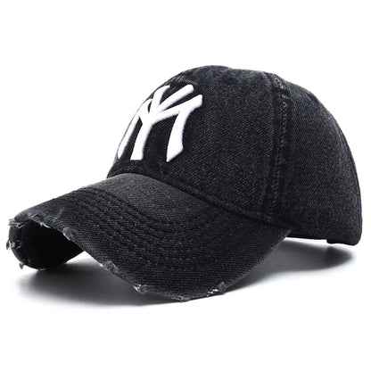Unisex Letter Embroidery Washed Cowboy Baseball Caps Spring and Autumn Outdoor Adjustable Casual Hats Hip Hop Hat Sunscreen Hat