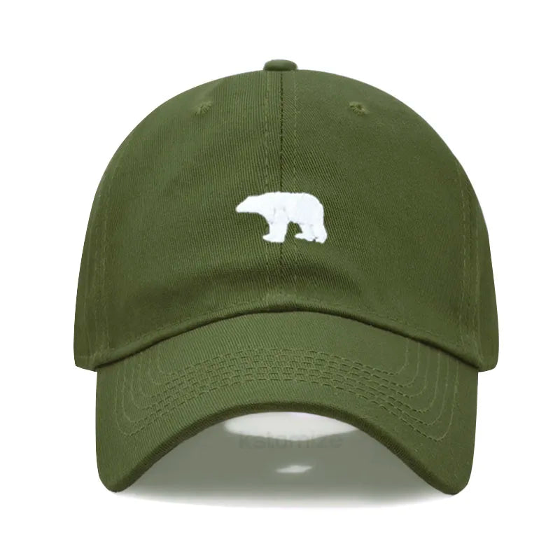 little Bear Embroidery Baseball Cap for Women Men Fashion Adjustable Soft Washed Cotton Dad Hat Unisex Classic Golf Caps