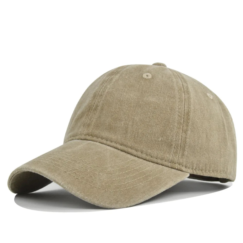 Unisex Retro Washed Cotton Baseball Cap – Solid Color Y2K Hip Hop Snapback Outdoor Sport Hat
