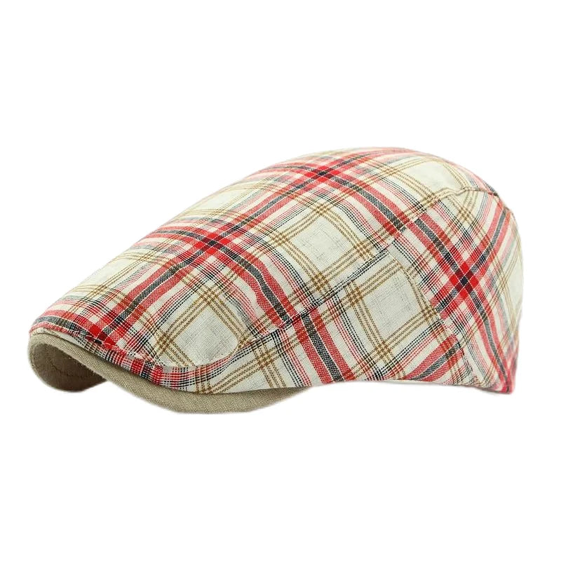 Spring Summer Dopamine Plaid Beret Duck Tongue Forward Hat British Style Visor Summer Hats for Women Men Sun Hats Dad's Hat Gift
