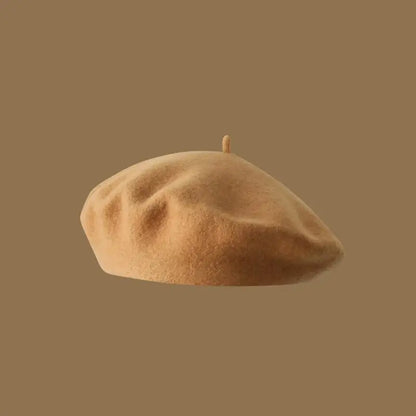 Wool Beret Hat Women French Beret Vintage Painter Cap Girl Solid Female Beret Femme Retro Casual Beanie Mushroom Hat Bonnet