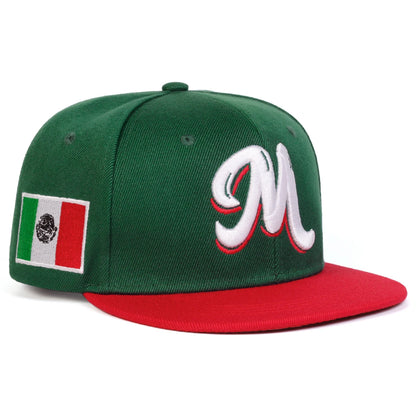 Unisex M Embroidery Side Mexican Flag Hip-hop Net Hats Spring Summer Outdoor Adjustable Casual Baseball Caps Sunscreen Hat Cap