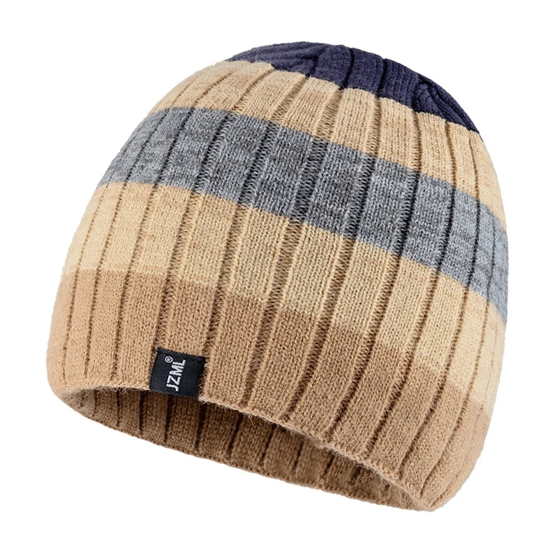 Hot Sale Unisex JZML Letter Label Decor Beanie Hat Casual Colorful Stripes Winter Knitted Hat Daily Life Outdoor Ski Sports Cap
