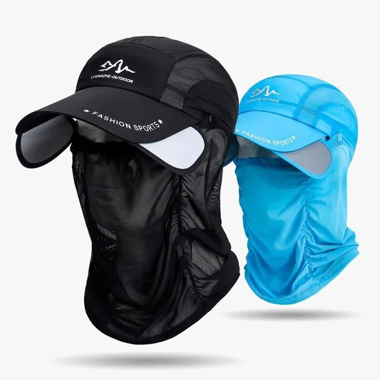 Outdoor Fishing Sunscreen Fishing Hats Long Tongue Men's Summer Breathable Windproof Mesh Awning Peaked Cap Lure Hat