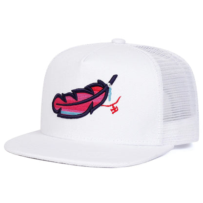 Unisex Colorful Feather Embroidery Hip-hop Net Hats Spring Summer Outdoor Adjustable Casual Baseball Caps Sunscreen Hat