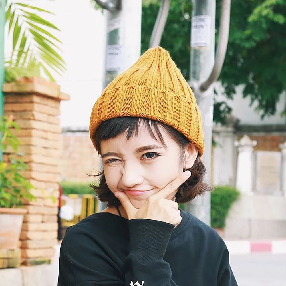 Winter Hat Female Unisex Cotton Blends Solid Warm Soft HIP HOP Knitted Hats Men Caps Women Skullies Beanies Girl Wholesale
