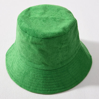 Simple Terry Cloth Towel Bucket Hat Spring Autumn Outdoor Panama Sun Fisherman Hat Unisex Candy Pure Color Fashion Cap