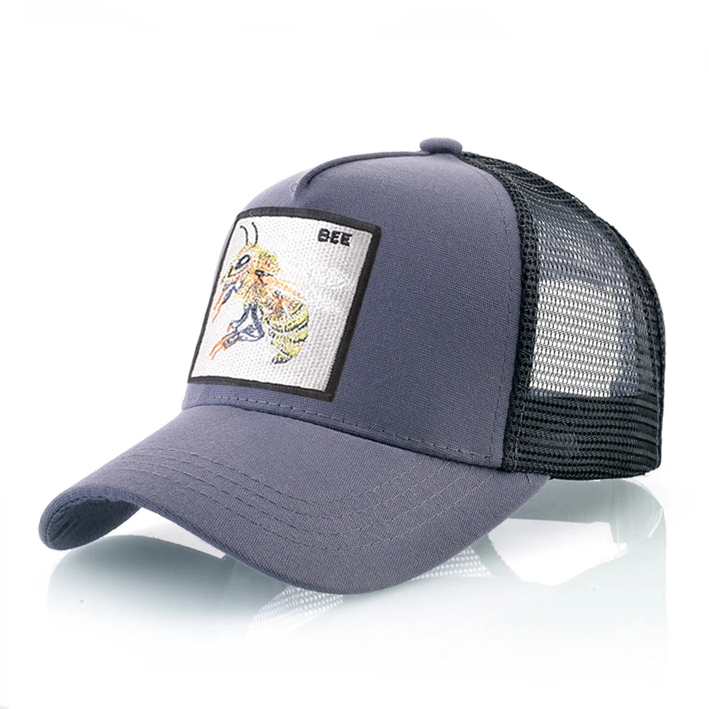 Fashion Unisex Baseball Cap With Embroidery With Bee Patch Men's Snapback Hip Hop Trucker Caps Women Adjustable Sun Visor Hat