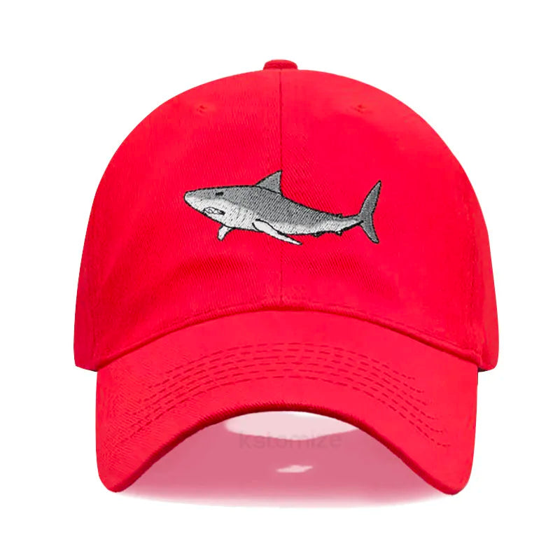 Animal Shark Embroidered Baseball Cap for Women Men Fashion Adjustable Washed Cotton Dad Hat Unisex Classic Golf Caps