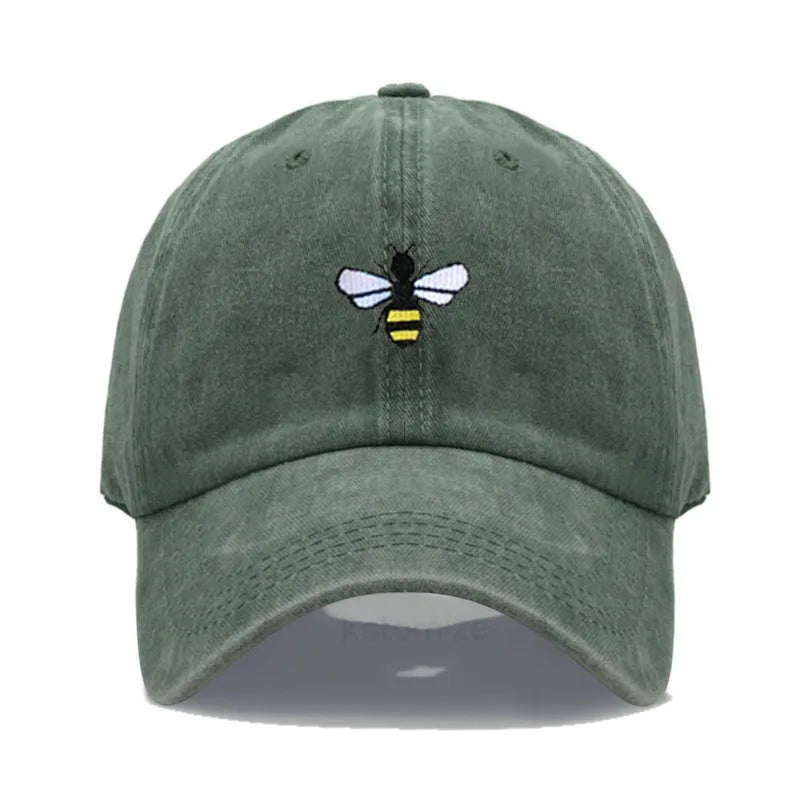 Washed Cotton Honeybee Embroidery Baseball Caps for Men Women Dad Hat Adjustable Snapback Cap Wholesale Dropshipping