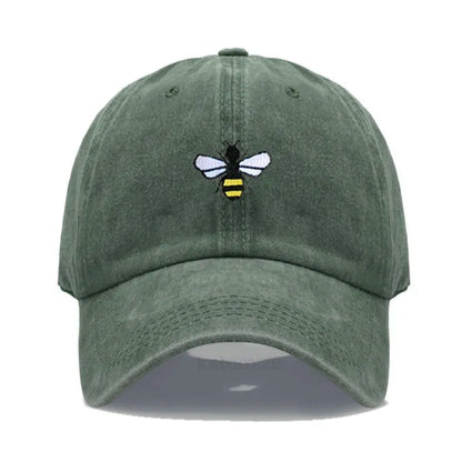 Washed Cotton Honeybee Embroidery Baseball Caps for Men Women Dad Hat Adjustable Snapback Cap Wholesale Dropshipping