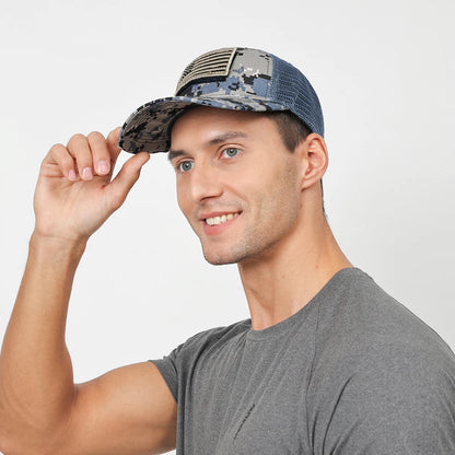 Unisex American Logo Embroidered Mesh Baseball Cap Adjustable Velcro Outdoor Hat