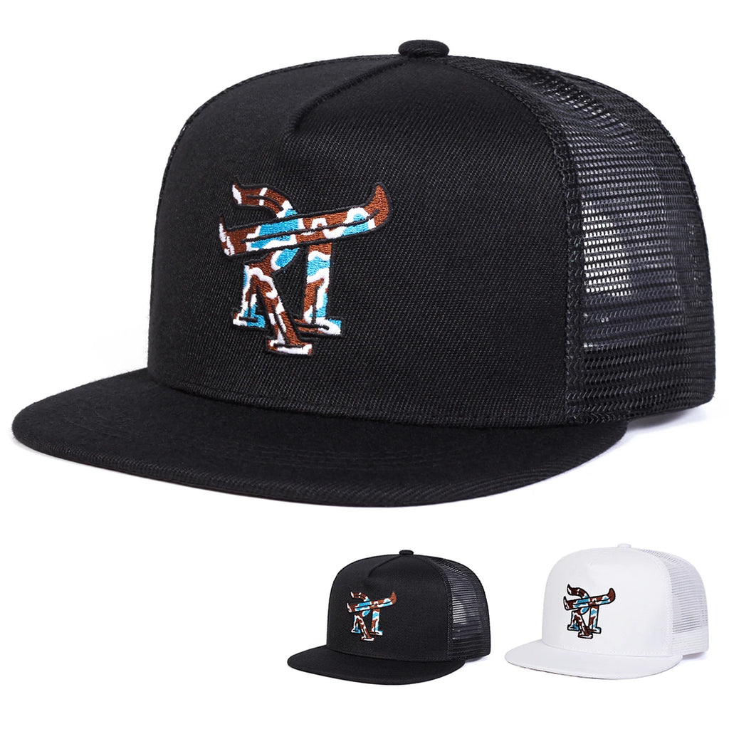 Unisex RT Letter Embroidery Hip-hop Net Hats Spring Summer Outdoor Adjustable Casual Baseball Caps Sunscreen Hat