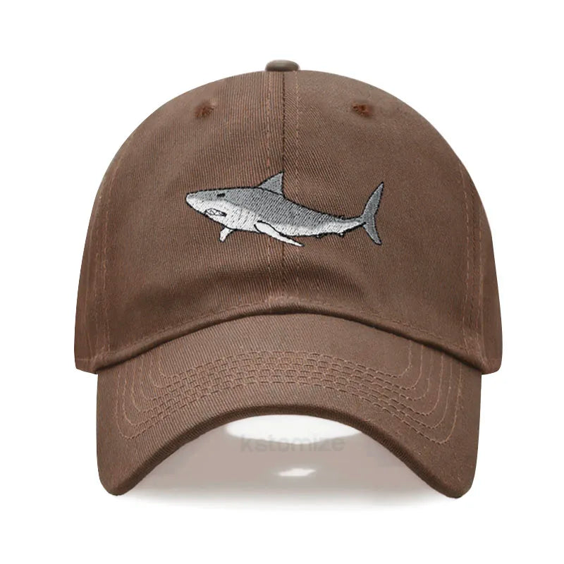 Animal Shark Embroidered Baseball Cap for Women Men Fashion Adjustable Washed Cotton Dad Hat Unisex Classic Golf Caps