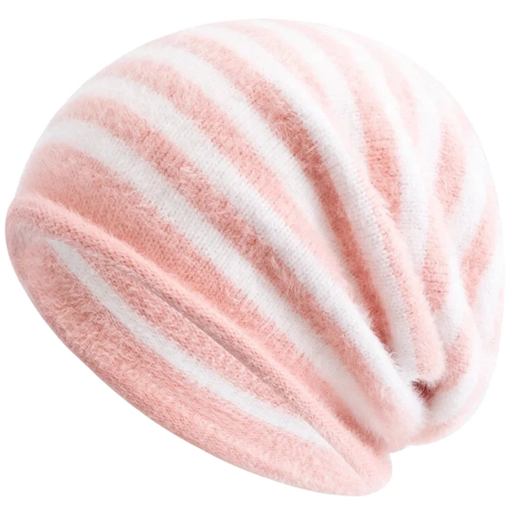 Hot Sale Fashion Woman Slouchy Beanie Casual Stripe Design Y2K Winter Hats For Female