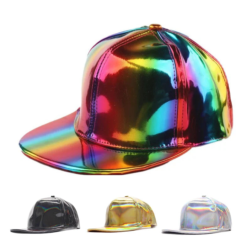 Unisex PU Rainbow Color-Changing Baseball Cap – Hip Hop Snapback Trucker Outdoor Casual Hat