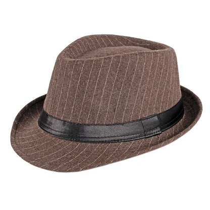 Spring and Autumn British Black and White Striped Cloth Jazz Fedoras  Men's New Casual Versatile Couple Sunshade Hat Outdoor