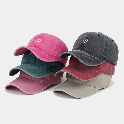 Washed Cotton Baseball Cap Women Men Soft Top Embroidered Love Retro Simple Summer Snapback Hats For Women Outdoor Dad Hat New
